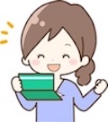 通帳を見て、喜んでいる女性
