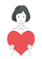 ハートを持っている女性